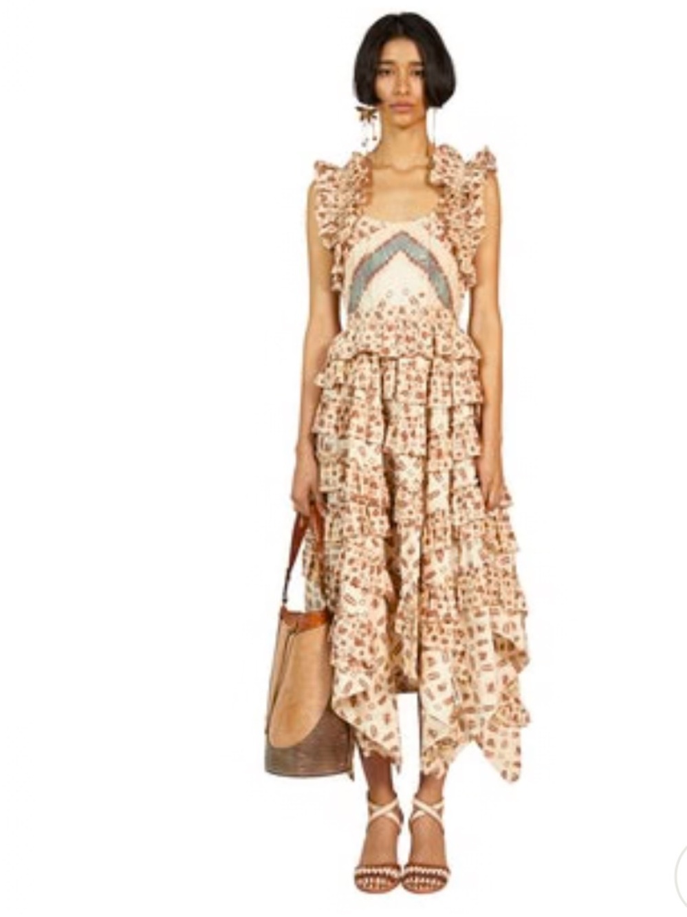 ULLA JOHNSON Nia Floral Ruffle Maxi Dress